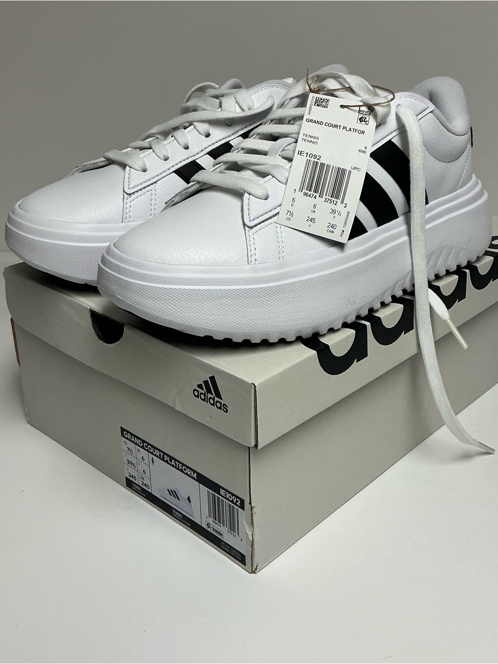 Adidas Grand Court Platform Sneakers Women's Size 7.5 Tennis Shoe White NEW